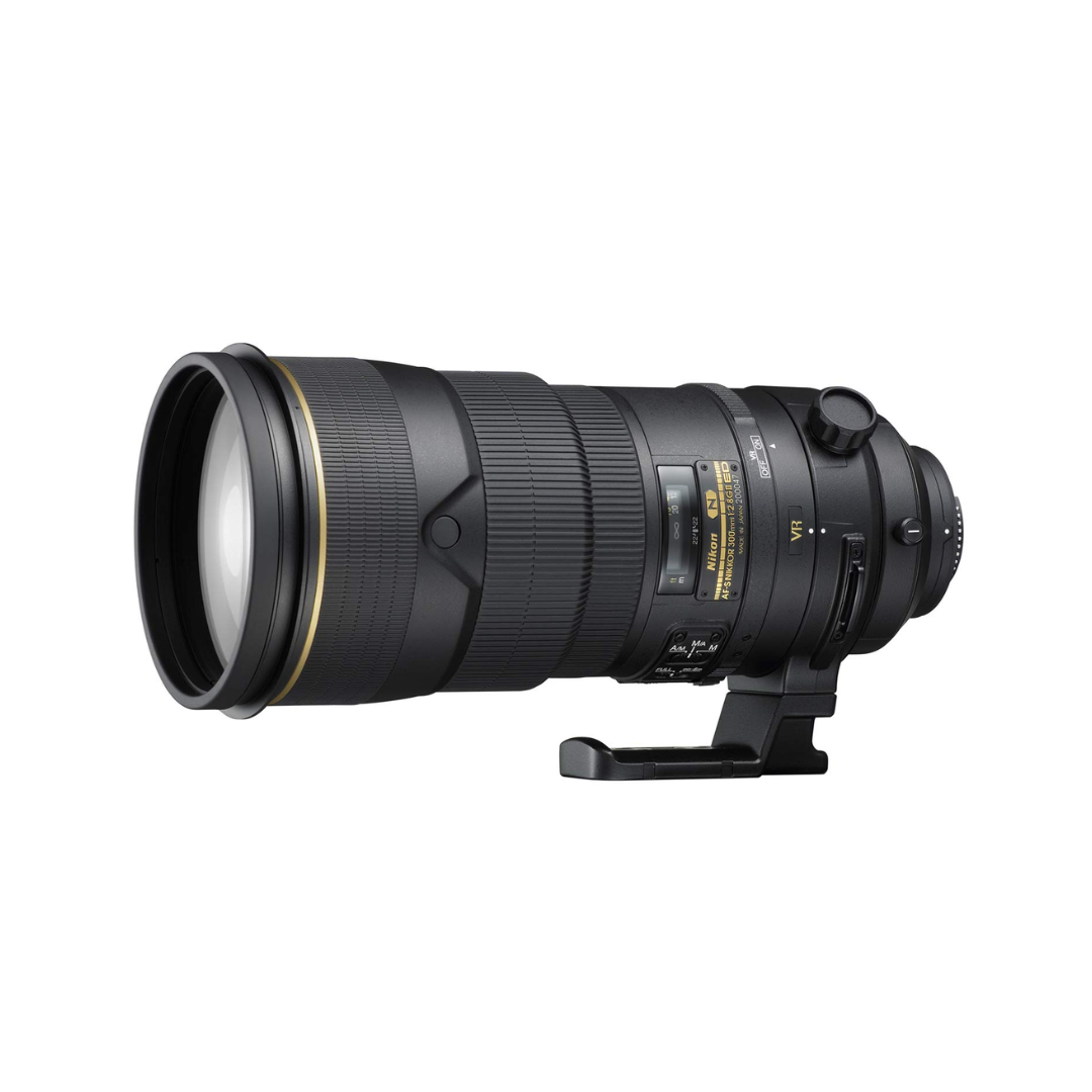 Used Nikon AF-S 300mm f/2.8G II ED VR professional telephoto lens for sports and wildlife photography, available at Camera Club