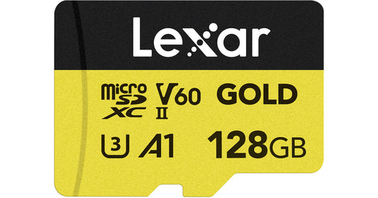 128GB Lexar® GOLD microSDXC™ UHS-II cards, up to 280MB/s read，100MB/s Write, C10 A1 V60 U3