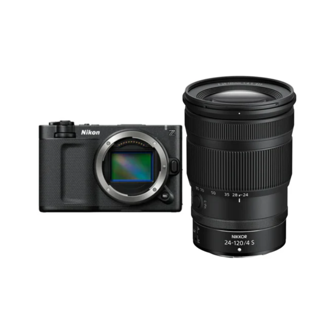Nikon ZR 6K Cinema Camera kit with NIKKOR Z 24-120mm f/4 S lens for professional filmmaking and high-resolution video production.