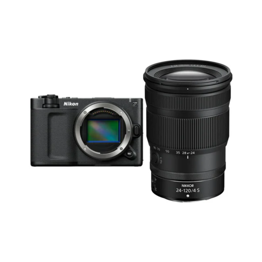 Nikon ZR 6K Cinema Camera kit with NIKKOR Z 24-120mm f/4 S lens for professional filmmaking and high-resolution video production.
