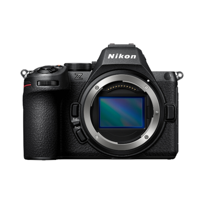 Used Nikon Z5II mirrorless camera body with 24-70mm lens front view in excellent condition available at Camera Club