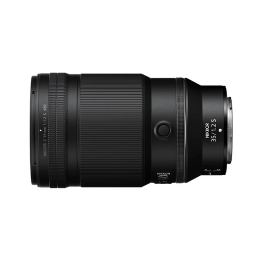Nikon NIKKOR Z 35mm f/1.2 S lens, professional wide-angle prime lens designed for Nikon Z mirrorless cameras featuring ultra-fast f/1.2 aperture and premium S-Line optics for exceptional sharpness and bokeh.