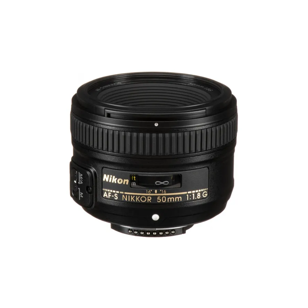 Unboxed Nikon AF-S 50mm f/1.8G prime lens with wide f/1.8 aperture for portrait and low-light photography.