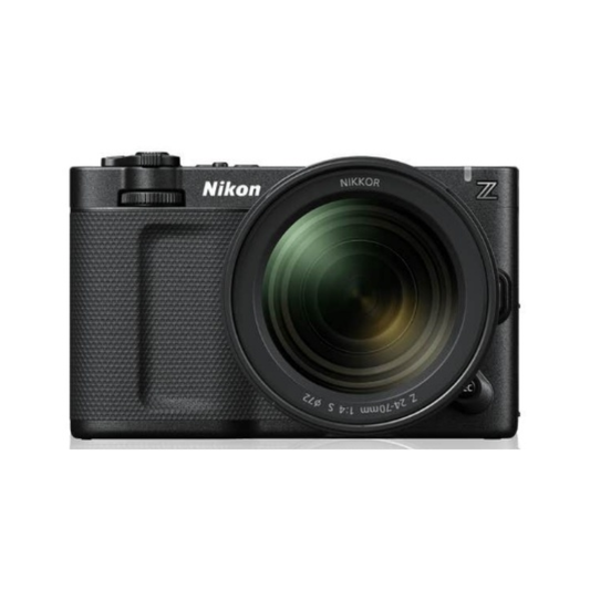 Nikon ZR 6K Cinema Camera with 24-70mm f/4 S lens, professional mirrorless video setup available at Camera Club