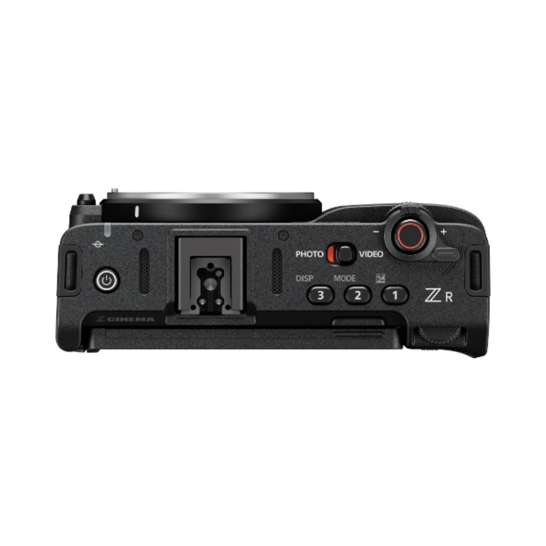 Nikon ZR 6K Cinema Camera with 24-70mm f/4 S lens, professional mirrorless video setup available at Camera Club