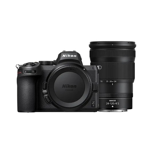 Nikon Z5 mirrorless camera with NIKKOR Z 24-120mm f4 S lens kit front view