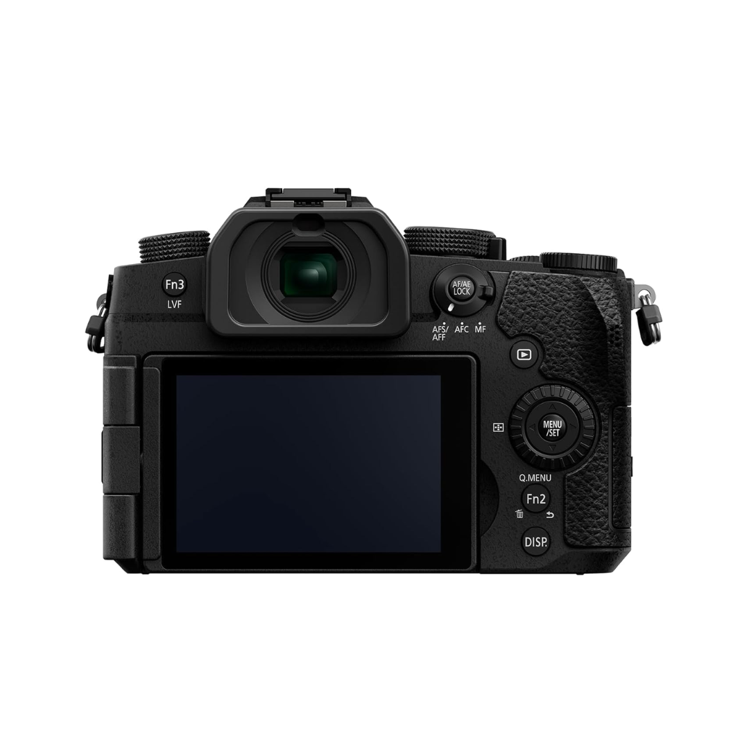 Panasonic Lumix DC-G97MGW mirrorless camera with 12-60mm F3.5-5.6 lens front view