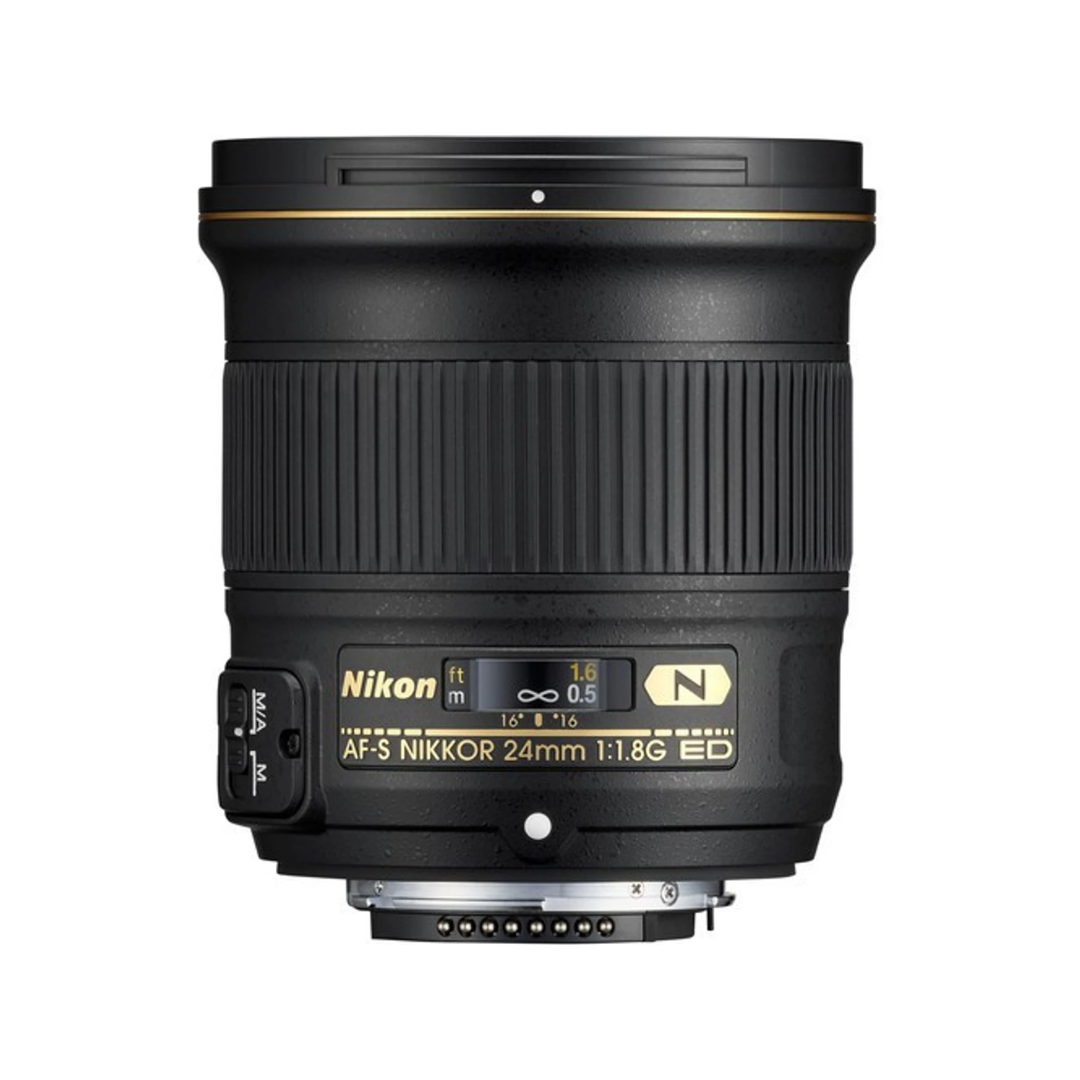 Used Nikon AF-S NIKKOR 24mm f/1.8G ED FX wide-angle prime lens for DSLR cameras