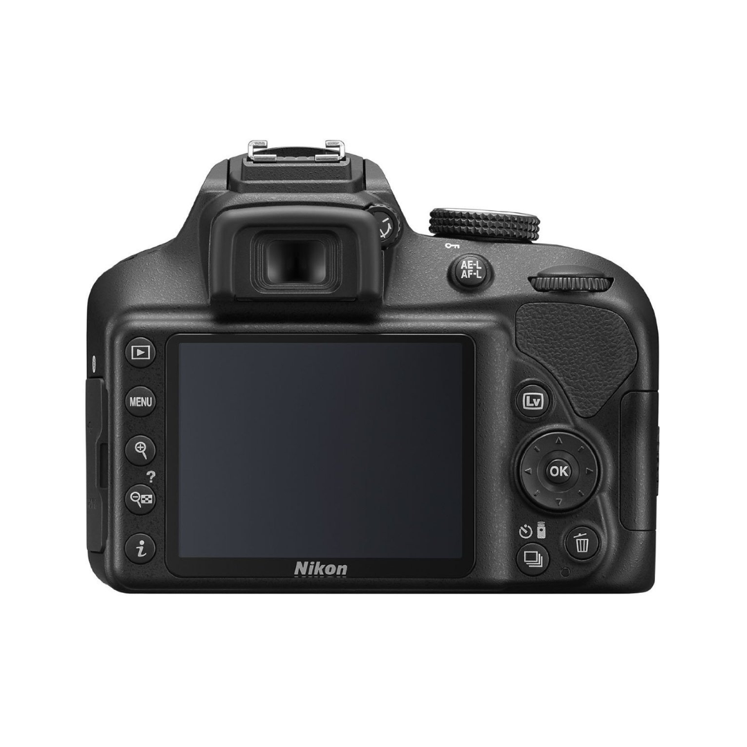 Used Nikon D3400 DSLR camera body front view with 24.2MP sensor compact lightweight design