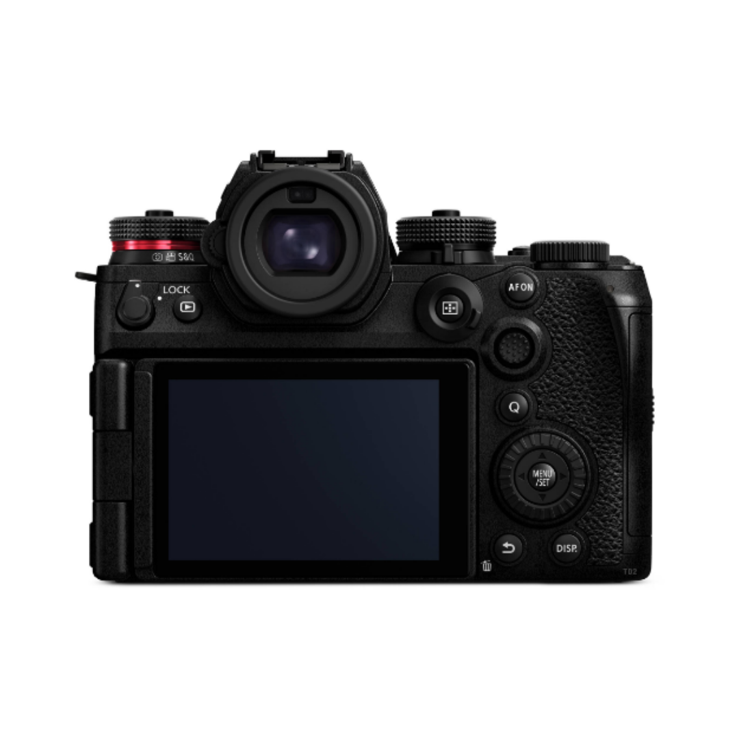 Panasonic Lumix S1 II mirrorless camera with 24-60mm f2.8 lens front view professional full frame camera