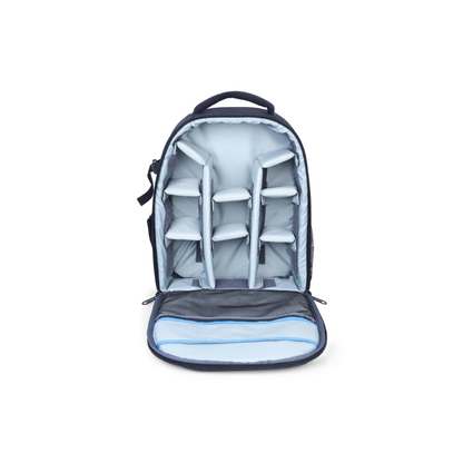 Photron Pro Runner 250 AW II camera backpack designed for professional photographers featuring padded compartments, durable build, and all-weather protection for camera gear.