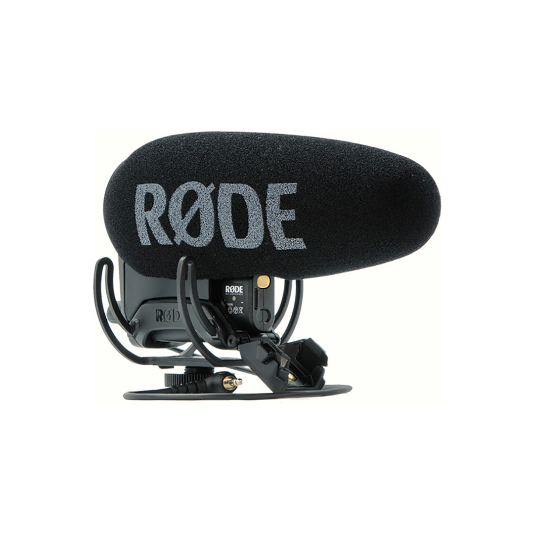 Rode VideoMic Pro+ camera-mount shotgun microphone available for rent at Camera Club Bangalore for DSLR, mirrorless cameras, filmmaking, vlogging, and interviews.