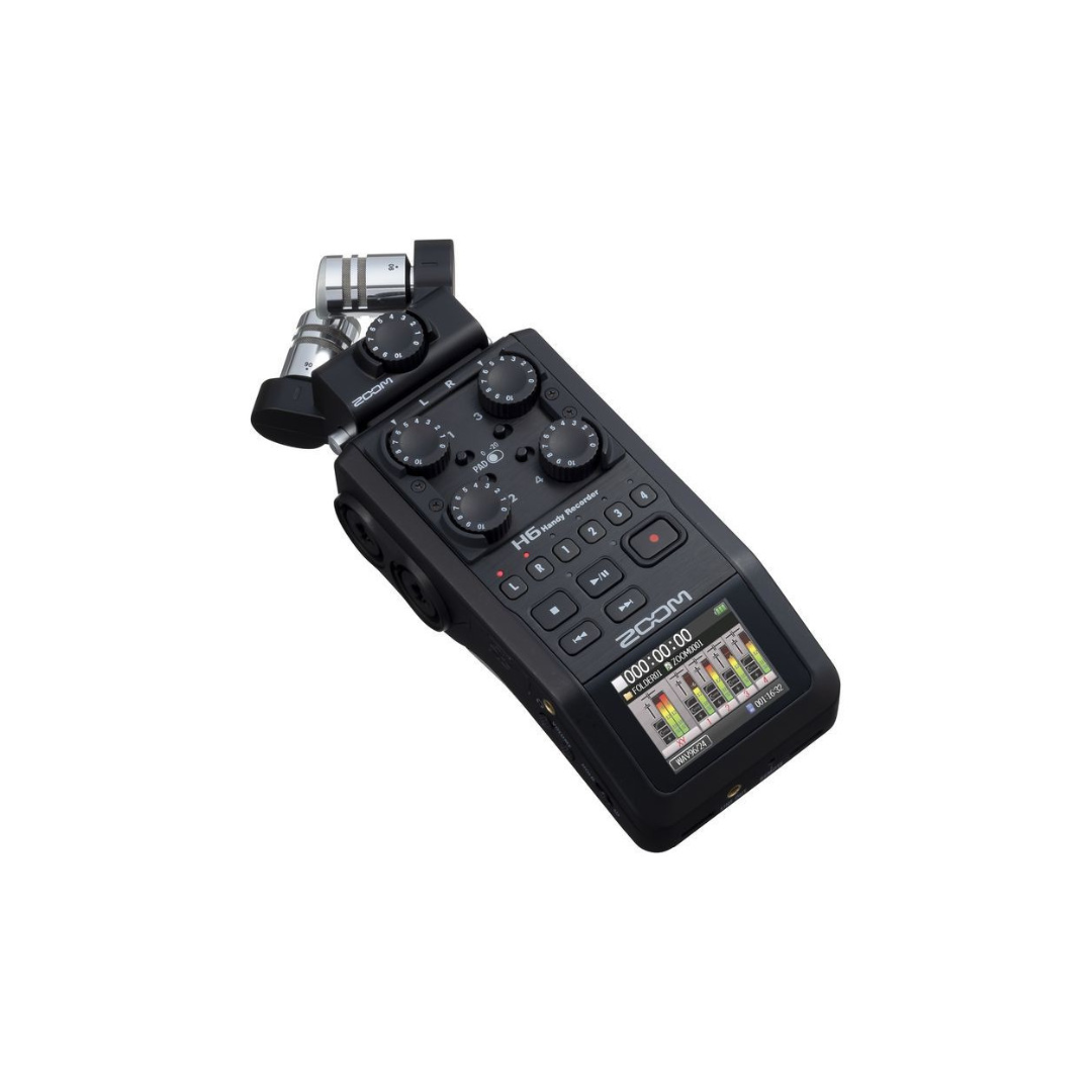 Zoom H6 Handheld Recorder available for rent at Camera Club Bangalore for professional audio recording, filmmaking, interviews, podcasts, and field recording.