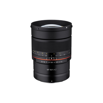 Unboxed Samyang MF 85mm f/1.4 manual focus portrait lens for Nikon Z mirrorless cameras available at Camera Club.