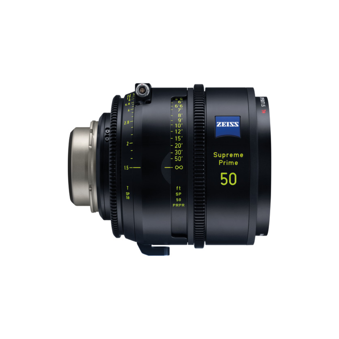 ZEISS Supreme Prime 50mm T1.5 cinema prime lens available for rent at Camera Club Bangalore.