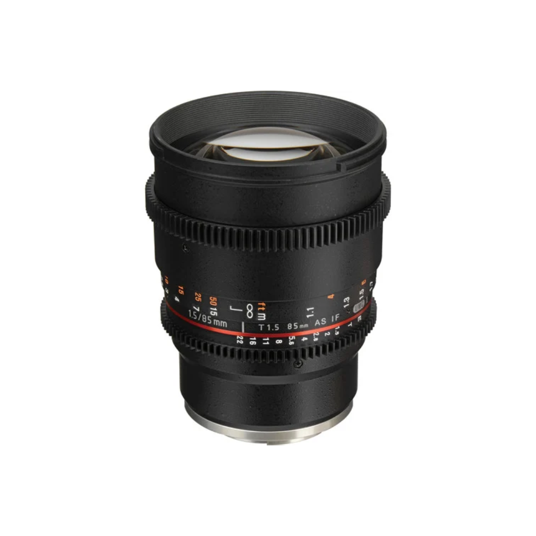 Used Samyang MF 85mm T1.5 VDSLR MK2 manual focus lens for Sony E-mount cameras