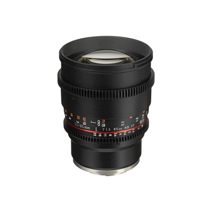 Used Samyang MF 85mm T1.5 VDSLR MK2 manual focus lens for Sony E-mount cameras