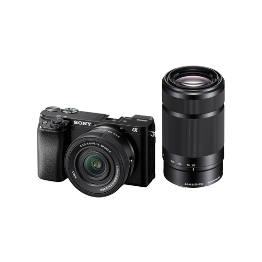 UNBOXED Sony Alpha ILCE-6100X Mirrorless Camera with Upgraded SELP1650 Version 2 Power Zoom Lens and SEL55210 Telephoto Zoom Lens