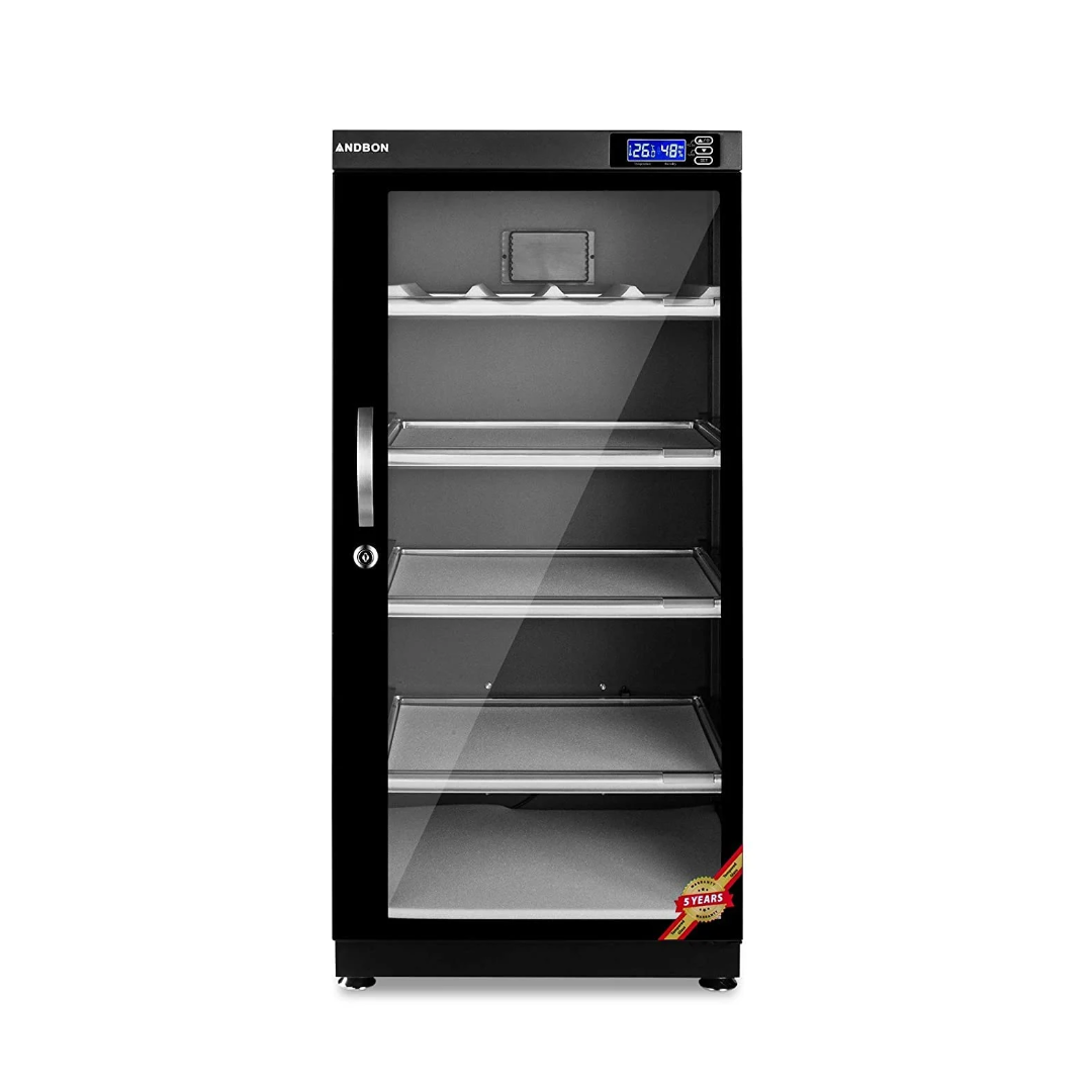 Andbon DS-125S 125L dry cabinet and dehumidifier for camera and photography equipment storage.