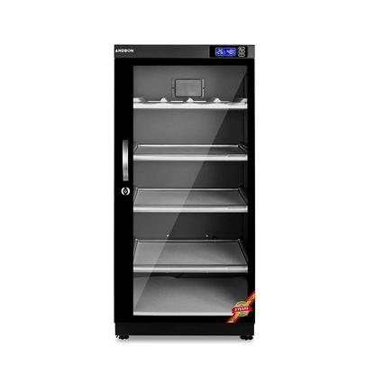Andbon DS-125S 125L dry cabinet and dehumidifier for camera and photography equipment storage.