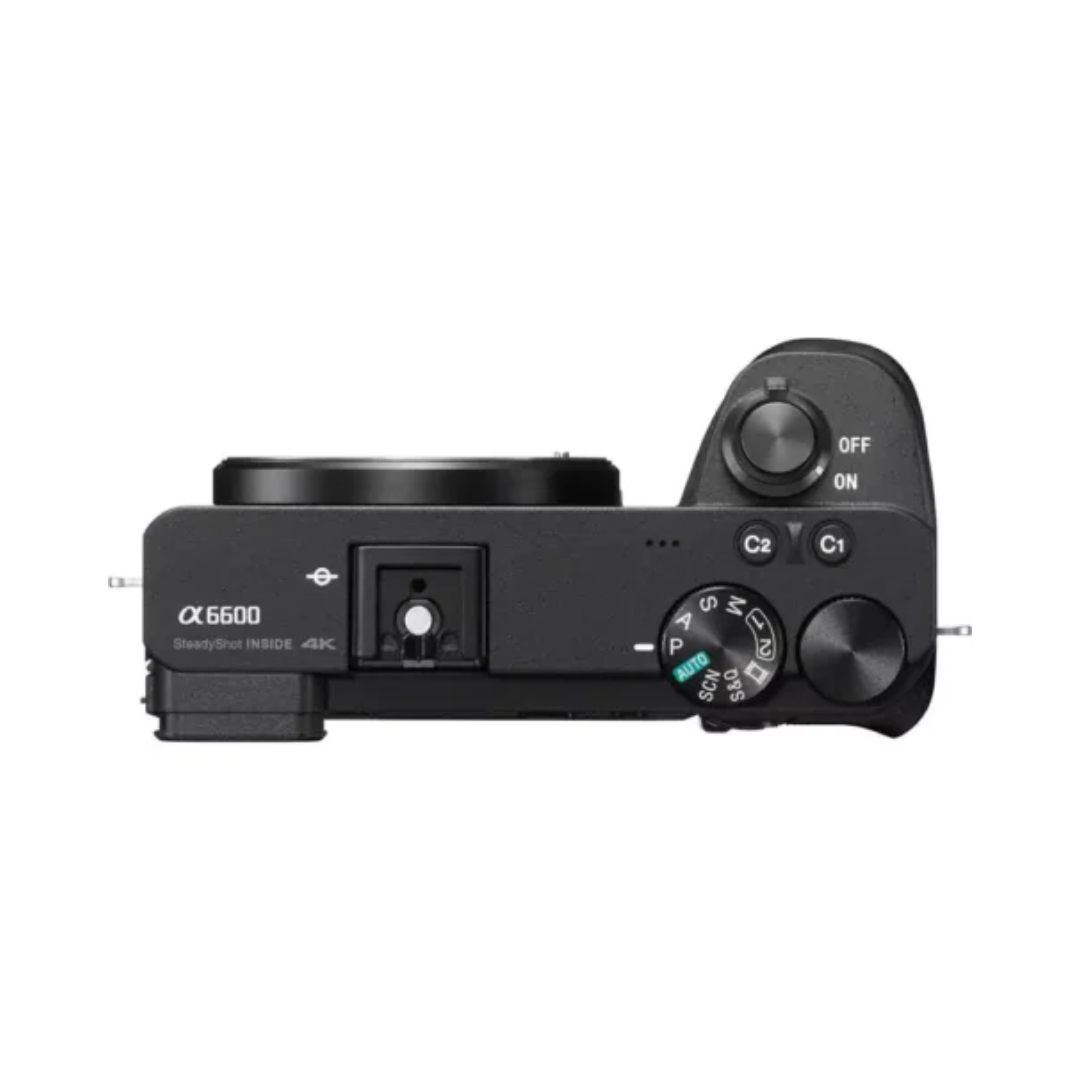 Unboxed Sony a6600 mirrorless camera body featuring a compact black design and advanced APS-C camera technology.