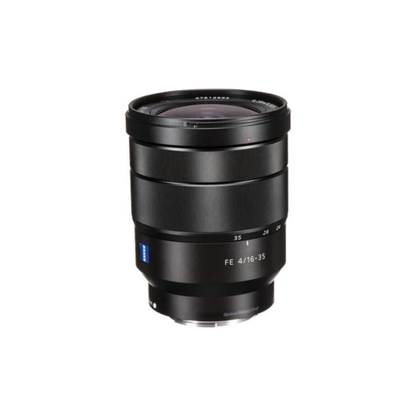 Used Sony Vario-Tessar T* FE 16-35mm F4 ZA OSS Lens for Sony E mount available at Camera Club. Ideal for landscape, architecture, travel, and video photography.