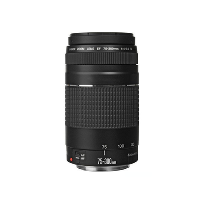 Used Canon EF 75-300mm f/4-5.6 III telephoto zoom lens available at Camera Club. Ideal for wildlife, sports, portraits, and everyday photography with Canon EF mount DSLR cameras.