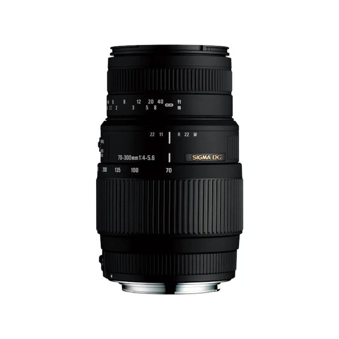 Used Sigma 70-300mm f/4-5.6 DG telephoto zoom lens for Canon EF mount available at Camera Club. Ideal for wildlife, sports, portraits, and everyday photography.