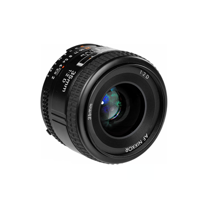 Used Nikon AF NIKKOR 35mm f/2D F Mount prime lens available at Camera Club. Compact wide-angle lens ideal for street, travel, portrait, and everyday photography.